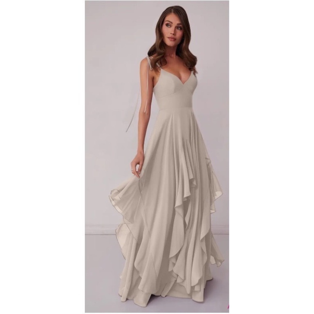 Azazie Barbie Frost Spaghetti Strap Ruffle Maxi Dress 18 New With Tags